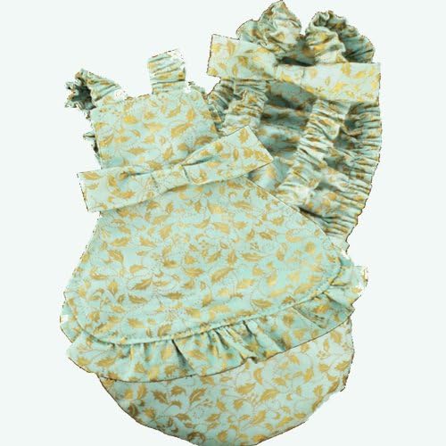 Chicken Dress and Diaper Set - Light Green and Gold Pattern (Large: 8" - 14")