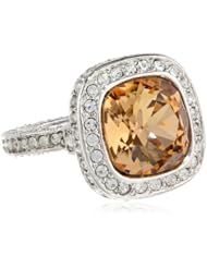 Kenneth Jay Lane Silver, Crystal Pave and Topaz Center Adjustable Ring