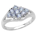 0.70 Carat Genuine Tanzanite Silver Ring