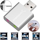 Sabrent Aluminum USB External Stereo Sound Adapter for Windows and Mac. Plug and play No drivers Needed.[C-Media CM108 Chipset] (Silver) (AU-EMAC)