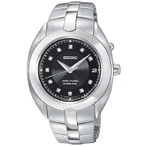 Seiko Ladies Diamond Kinetic Arctura – Stainless Steel – Black Dial – Date