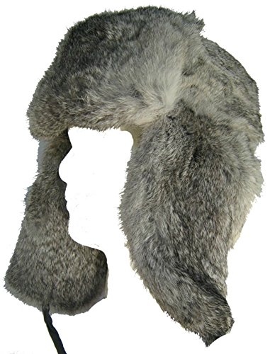 Klondike Sterling Russian Rabbit Fur Trooper Hat Ear Flaps Grey 9H6621 Trapper