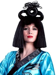 Enigma Wigs Women's Delux Geisha, Black, One Size