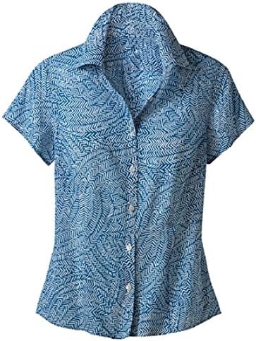 Coldwater Creek Abstract No-Iron Shirt, Blue, Extra Small (4)
