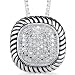 Classic Delight: Sterling Silver Designer Inspired Bridal Style Cable design Pave Diamond Slider Pendant Necklace