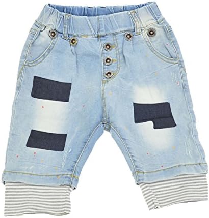 DOKI Little Boys' Spring and Autumn Braces jeans seven minutes of pants 3T Blue