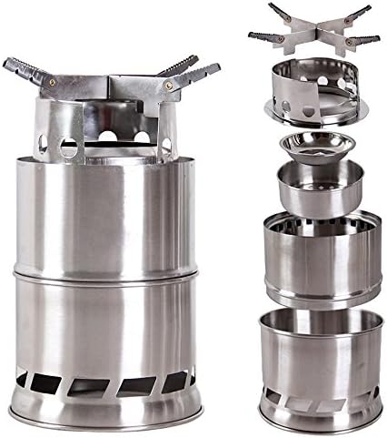 New PROLEEYI Stainless Steel Wood Stove or Solidified Alcohol Stove, Foldable Lightweigh, Great for Outdoor Cooking Picnic Barbecue Camping Hiking Fishing and Survival