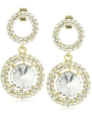 Leslie Danzis Gold-Tone Modern Circle Earrings with Cubic Zirconia 1.5"