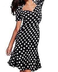 Short Sleeves Square Neck Mermaid Dots Print Bodycon Dress 