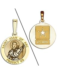 Saint Joan of Arc Doubledside ARMY Medal - Available in Solid 14K Yellow or White Gold, or in Sterling Silver