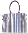 Cotton Colorful Striped Satchel Bag with Cotton Cord Handle 18"x14"x6.25"