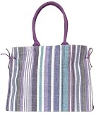 Cotton Colorful Striped Satchel Bag with Cotton Cord Handle 18x14x6.25