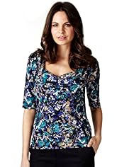 Per Una Sweetheart Neck Faux Snakeskin Print Top