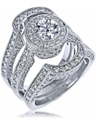 IGI Certified 3.02 Carat D Color SI-2 Clarity Natural Round Good Cut Diamond Bridal Engagement Ring Matching Wedding Bands Set 18k White Gold