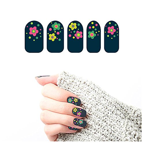 Cute Flower Pattern Floral Nail Polish Strip Design - Nail Decal Strips w/ 22 Nail Wraps & File