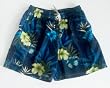 Mens Volley Swim Trunks with Elastic Waist, 2 Side Inseam Pockets. Faux Fly Front, Mesh lined. BlueFloral Sizes S-XL