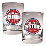 Detroit Pistons NBA 2pc Rocks Glass Set - Primary Logo