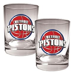 Detroit Pistons NBA 2pc Rocks Glass Set - Primary Logo