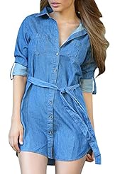 Denim Short Belted Mini Dress 