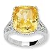 Sterling Silver Canary & White CZ Ring (Sizes 6-8)