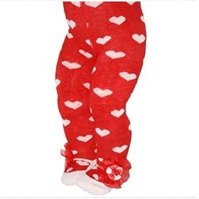 Baby Girls Red 'Gorgeous Princess' Tights with White Hearts (0-6 Months)