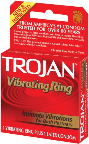 Trojan Vibrating Ring with Latex Condom, New and Improved (Pack of 3)