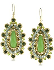 Miguel Ases Green Jade Tear Drop Earrings
