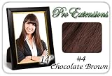 14″ Inch #4 Chocolate Brown Pro Extensions Human Hair Extensions