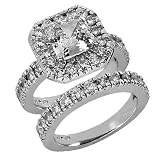 1.25 Ct Diamond Engagement Ring Bridal Set Princess Cut Round Antique Style