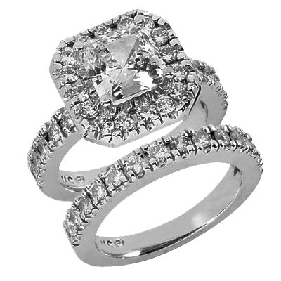1.25 Ct Diamond Engagement Ring Bridal Set Princess Cut Round Antique Style