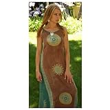 Women's Long Casual Baliku Dress by 1 World Sarongs in Brown/Green