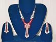 Ruby Red Cubic Zircon Victorian Necklace Set Jewelry With Earrings
