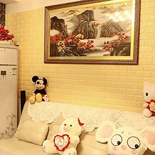 Wall Stickers, Creative 3D DIY Imitation PE Foam Self Adhesive Brick Pattern Wallpaper, Soft Pack TV Sofa Background Living Room Bedroom Study Room Office Home Decoration, (Yellow, 23.623.6") (5)