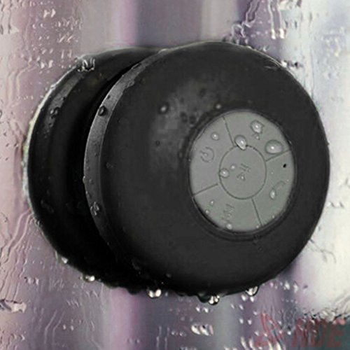 {Shower Bluetooth Speaker} Water-Resistant Wireless Speaker w/ Suction Cup Mount For Smartphone Smart Phone Samsung Galaxy S6, S5, S4, iPhone 6 Plus, 5S, 5C, 5, 4S, Google, Android, HTC, Motorola, LG, Nokia, Blackberry, Sony Phones & Tablet (BLACK)