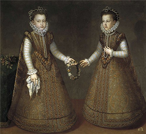 Oil Painting 'Sanchez Coello Alonso The Infantas Isabel Clara Eugenia, Catalina Micaela Ca. 1575' 24 x 26 inch / 61 x 66 cm , on High Definition HD canvas prints, Bar, Laundry Room, Powder Roo decor