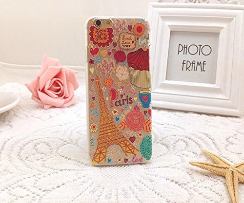 3Cworld iPhone 6 , 6S Case Clear Matte Back Cover Hardshell with Design [4.7'' Hard Plastic] - Retail Packaging - 21 Patterns (Paris-orange)