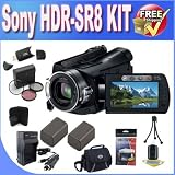 Sony HDR-SR8 100GB Hard Drive Digital Camcorder + 2 Extended Life Batteries + Ac/Dc Rapid Charger + 3 Piece Filter Kit + Deluxe Case w/Strap + Accessory Saver Bundle!