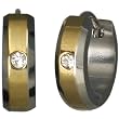 Gold Tone Stainless Steel Cubic Zirconia Huggie Hoop Earrings