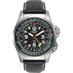 Torgoen Swiss Mens T06101 Pilot Computer E6B Dual Time Zone Leather Strap Watch by Torgoen Swiss