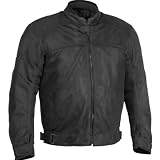 River Road Sedona Mesh Men's Textile Harley Touring Motorcycle Jacket w/ Free B&F Heart Sticker Bundle - Black / X-Large