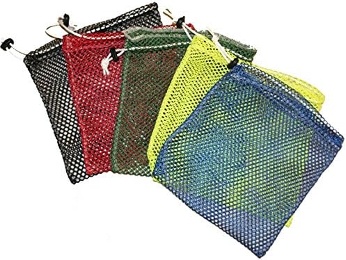 Performance Divers Nylon Mesh Drawstring Collection Bag, 8" x 10" Black with D-RING