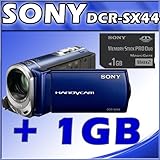 Sony DCR-SX44 Flash memory Handycam Camcorder (Blue) + Sony 1 GB Memory Stick PRO Duo Flash Memory C