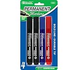 Bazic Bullet Tip Permanent Marker, Assorted Colors, 4 per Pack (Case of 24) (1234-24)