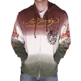 ED HARDY Christian Audigier Mens Hooded Zip Up Sweatshirt Jacket Hoodie T-Shirt Tee Top