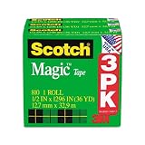 Scotch Magic Tape, 1/2 x 1296 Inches, Boxed, 3 Rolls (810H3) Scotch Magic Tape, 1/2 x 1296 Inches, Boxed, 3 Rolls (810H3)