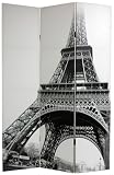 Unique Bold Urban Art Paris Skyline Print Room Divider - 6ft. Eiffel Tower Printed Photo Folding Privacy Floor Screen