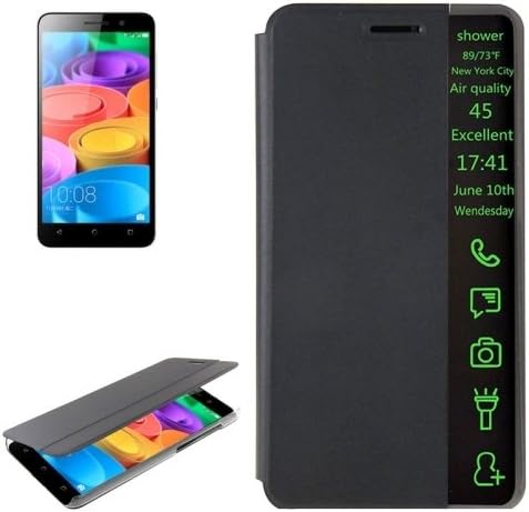 Honor Play 4X Case, Horizontal Flip Smart Health Leather Protective Case with Display Window for Huawei Honor Play 4X(Black)