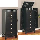 Contemporary Merlot Jewelry Armoire (Merlot) (43H x 14W x 20D)