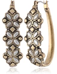 Lucky Brand Two-Tone Set Stone Hoop Earrings