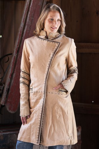 Womens Leah Military Coat Vine Overlay